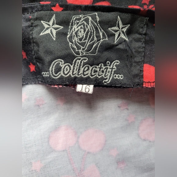 Collectif Cherry Midi Skirt with Notched Waist, VGUC, Size 12 - Picture 6 of 8